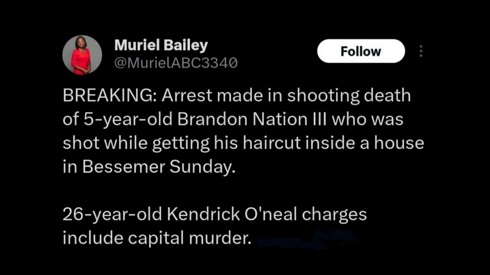 The suspect faces charges including capital murder (Image via Muriel Bailey/X)